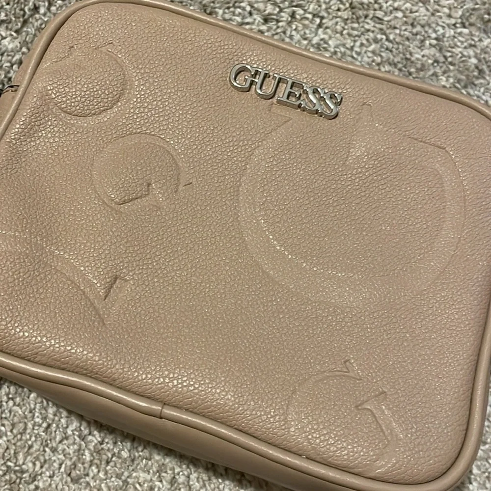 Guess Women Light Pink Printed Campos Mini Crossbody Sling Bag